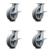 Service Caster 8 Inch Kingpinless Thermoplastic Rubber Wheel Swivel Caster Set with Brakes SCC SCC-KP30S820-TPRRF-SLB-4